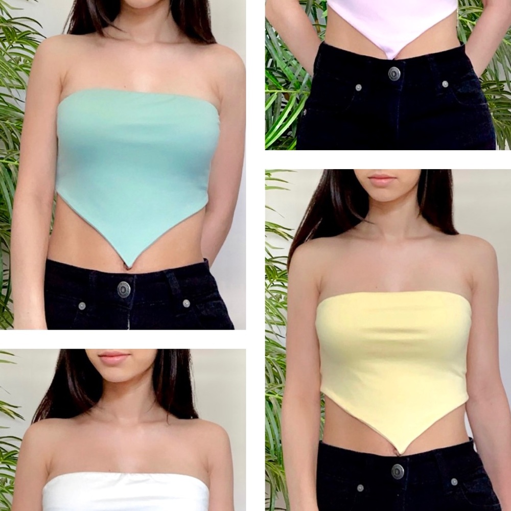 Pastel V Cut Tie Tube Tops